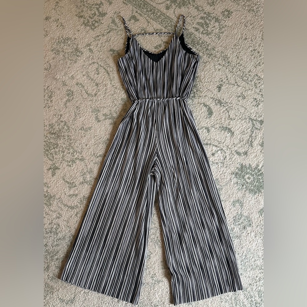 Black and White Striped Jumpsuit